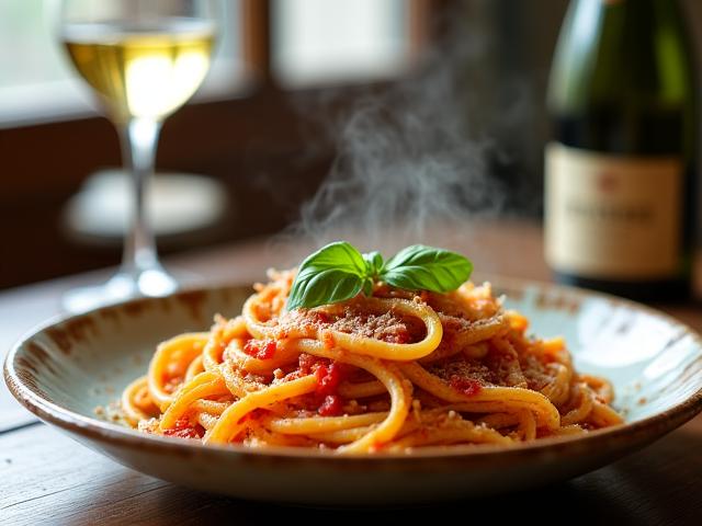 Piatto di pasta fresca in un ristorante di Trastevere